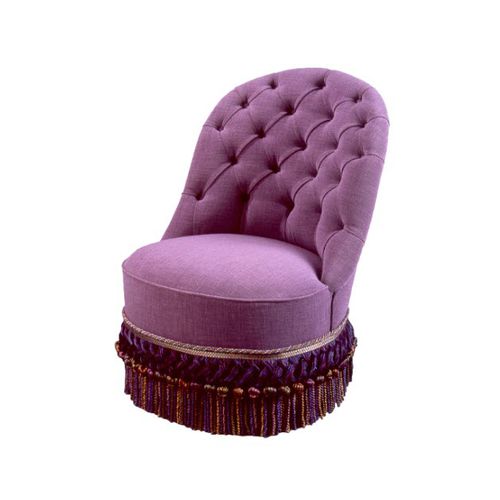 Napoleon III style fireside chair - FA14 BIS - Henryot & Cie - fabric / pink
