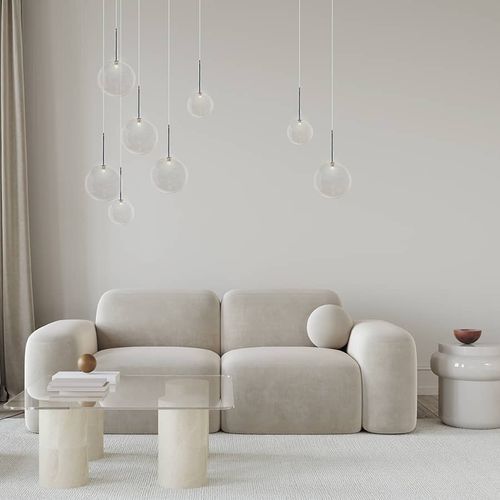 Contemporary chandelier - B5 BULLE LINEAIRE - ISA MOSS - blown glass / 5 light / with globes