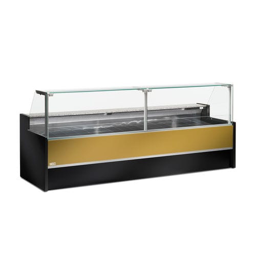 Counter refrigerated display case - MESETAS - ZOIN - butcher / stainless steel / without door