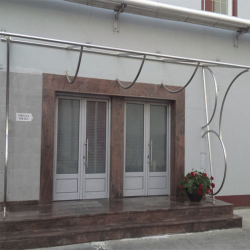 Door canopy - Ban-Inox - stainless steel / glass / inclined