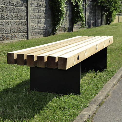 Contemporary public bench - LAGON  - Activia Mobilier Urbain - wooden / galvanised steel / commercial
