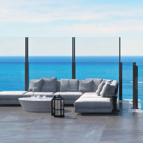 Tempered glass railing - OPEN AIR - ALUMINCO - aluminum / with panels / bar