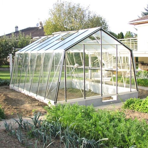 Gardening greenhouse - S2 - ACD - even-span / aluminum frame / glass