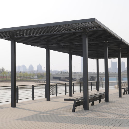 Self-supporting pergola - XL - dasso - hardwood / with mobile slats / wooden canopy