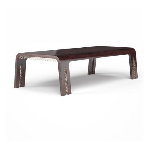 Art Deco table - MARRAKECH CLASSIC - Thomas Mucha - wooden / bronze / bronze base