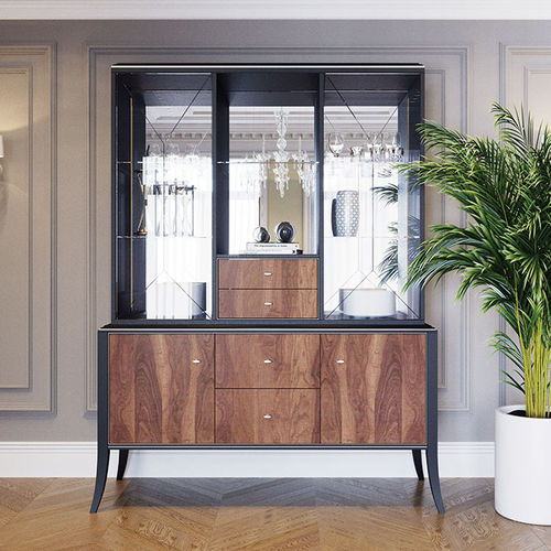 Traditional sideboard - RELIEF - ITALIANELEMENTS - American walnut / polished steel / with shelf
