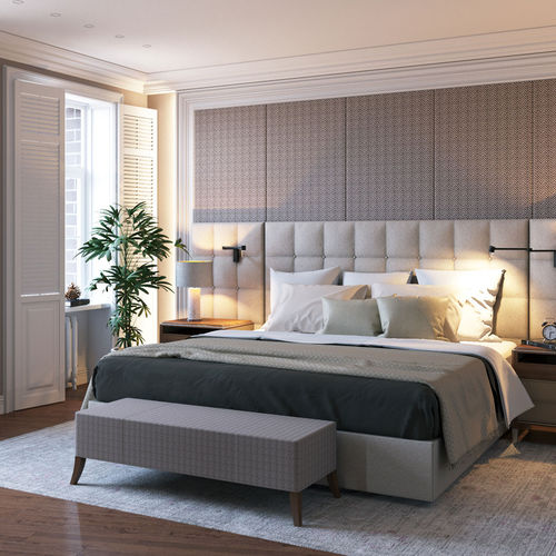 Traditional bed bench - ITALIANELEMENTS - fabric / wooden / leather