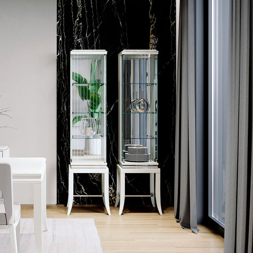 Traditional display case - RELIEF  - ITALIANELEMENTS - with long legs / glass / lacquered MDF