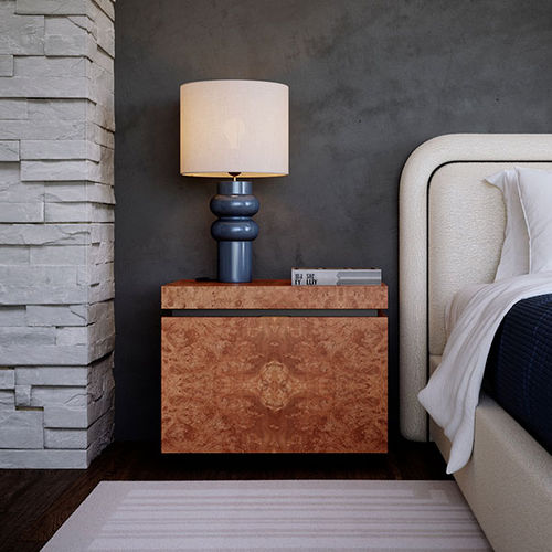 Contemporary bedside table - RADICA CASTAGNO - ITALIANELEMENTS - wooden / lacquered wood base / rectangular