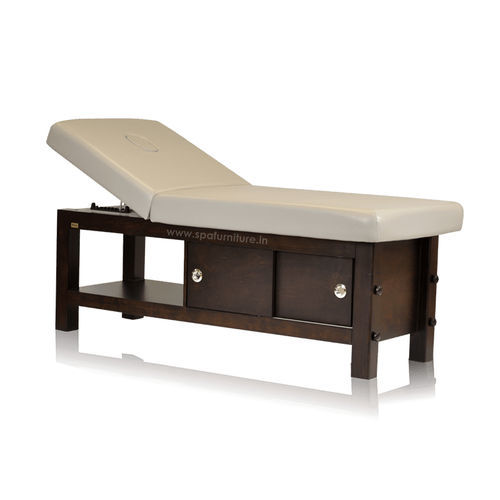Foam massage table - Kaya - Esthetica Spa and Salon Resources Private Limited - solid wood / with storage compartment / reclining