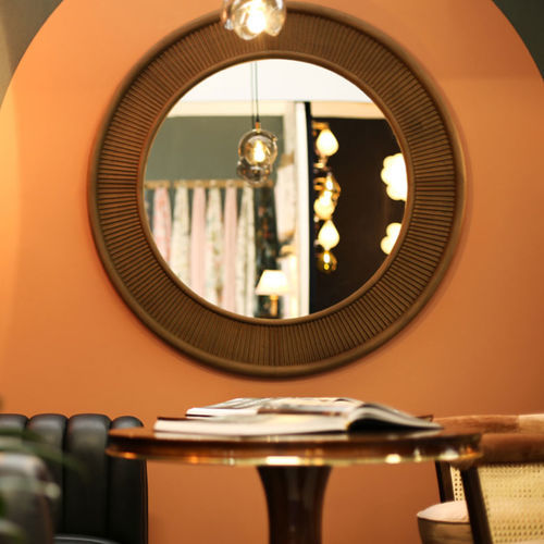 Wall-mounted mirror - Francis - WOOD TAILORS CLUB - contemporary / round / bronze
