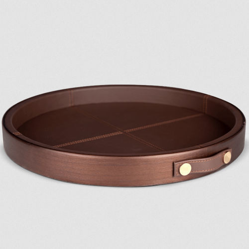 Walnut serving tray - Maxwell - WOOD TAILORS CLUB - brass / leather / home