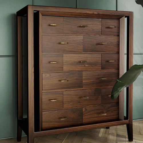 High chest of drawers - Caxton - WOOD TAILORS CLUB - contemporary / walnut / brushed brass