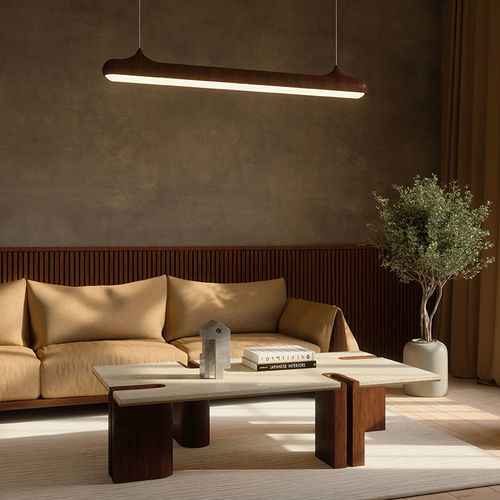 Contemporary coffee table - Grenville - WOOD TAILORS CLUB - walnut / brass / travertine