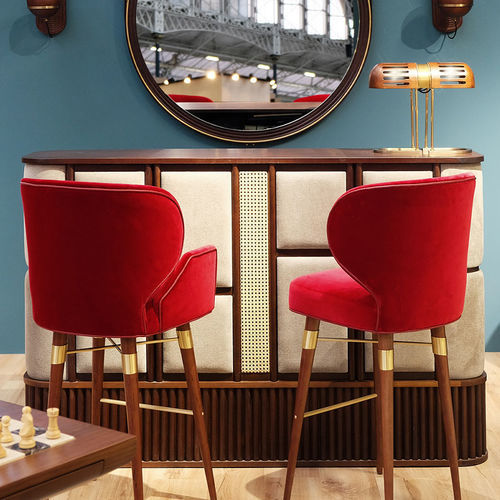 Bar counter - Tom - WOOD TAILORS CLUB - walnut / rattan / linen