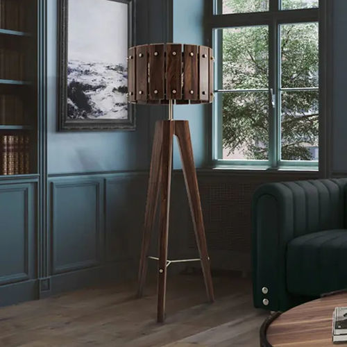 Floor lamp - Charles - WOOD TAILORS CLUB - brushed brass / walnut / contemporary