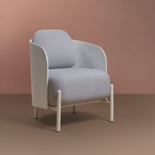 Contemporary armchair - ART 77,5 - NOMA Editions - fabric / lacquered steel / with removable cushion