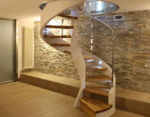 Helical staircase - U-CSA - Unica living design Poland - wooden step / concrete / contemporary