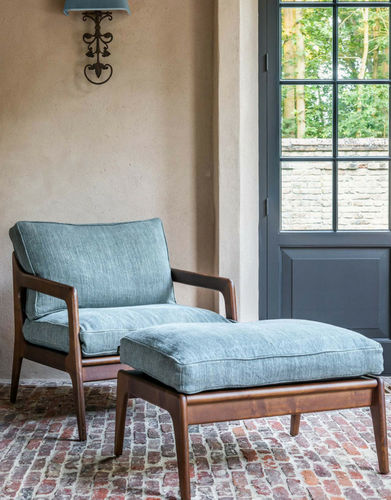 Contemporary armchair - HENRI  - Defleure Home Collection - fabric / leather / ash