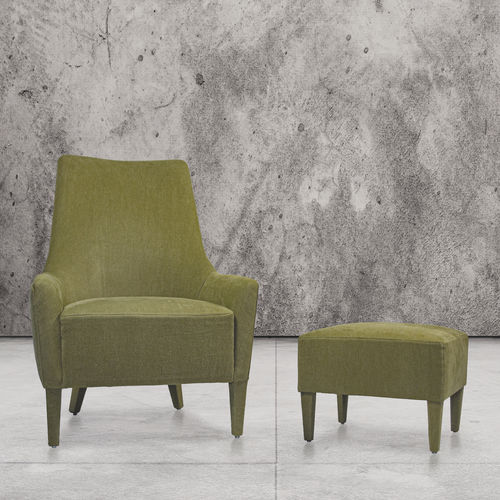 Traditional armchair - LOUISE ONE SEAT AND FOOTREST - Defleure Home Collection - leather / fabric / with footrest
