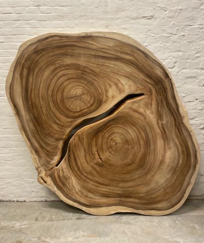Contemporary coffee table - ALBIZIA SAMAN - Defleure Home Collection - wooden / metal base / wooden base