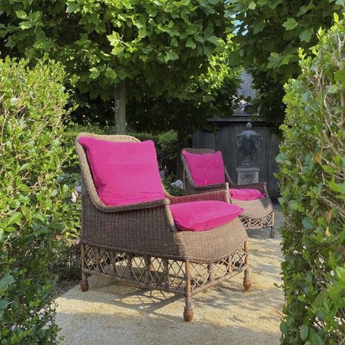 Contemporary armchair - AUGUST - Defleure Home Collection - rattan / with footrest / handmade