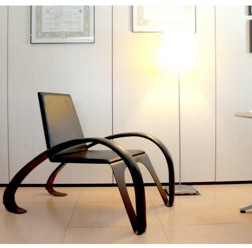 Contemporary armchair - KRIVA - Trackdesign - leather / COR-TEN® steel / black