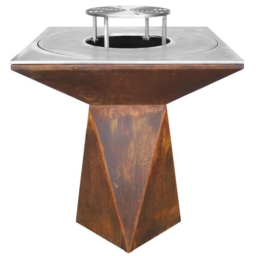 Wood-burning fire pit - G1 - ARTISS DESIGN - stainless steel / wooden / with barbecue