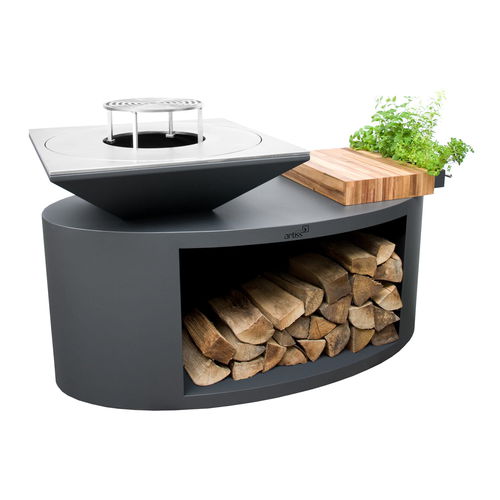 Wood-burning barbecue - G3 - ARTISS DESIGN - commercial / mobile / stainless steel