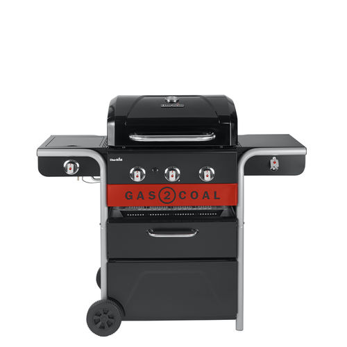 Gas barbecue - GAS2COAL 2.0 330 - CHARBROIL - on casters / cast iron / stainless steel