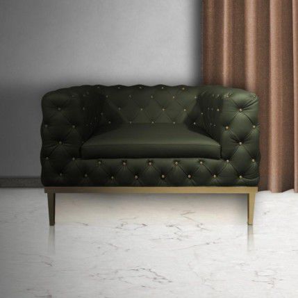 Chesterfield armchair - BROADWAY - Porus studio - velvet / leather / polished brass