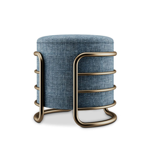 Contemporary stool - EERO - Porus studio - velvet / polished brass base / round