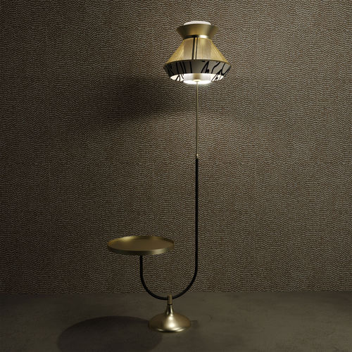 Floor lamp - BENNETT - Porus studio - brushed brass / lacquered metal / textile