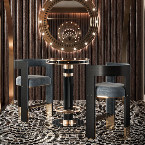 Contemporary bar chair - BROOKLYN - Porus studio - indoor / fabric / ash base