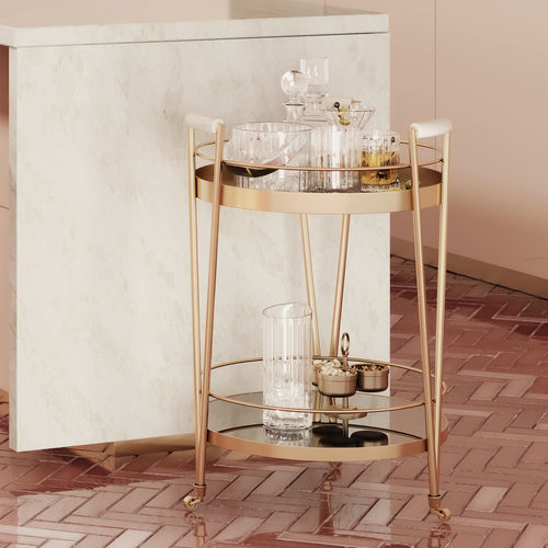 Beverage trolley - CROSSROADS - Porus studio - brass / walnut