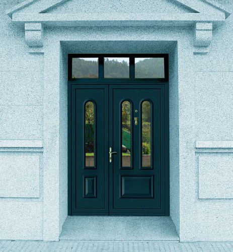 Entry door - ORO : CRONOS  - ALUPORTA - aluminum / swing / semi-glazed