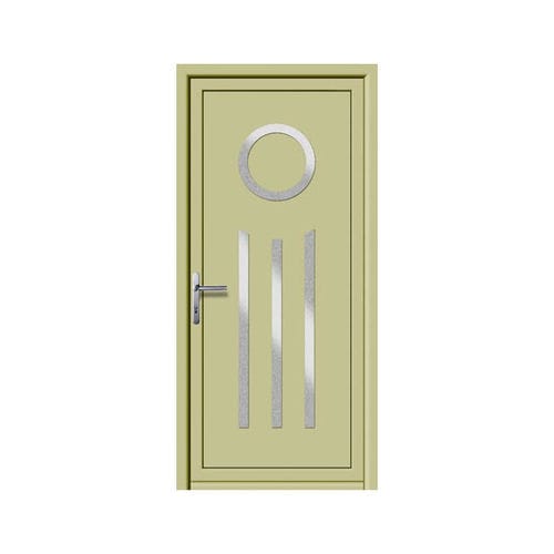 Entry door - ELEMENTS : CALCIO  - ALUPORTA - aluminum / swing / semi-glazed
