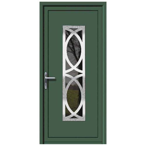 Entry door - ELEMENTS : MAGNESIO  - ALUPORTA - aluminum / swing / semi-glazed