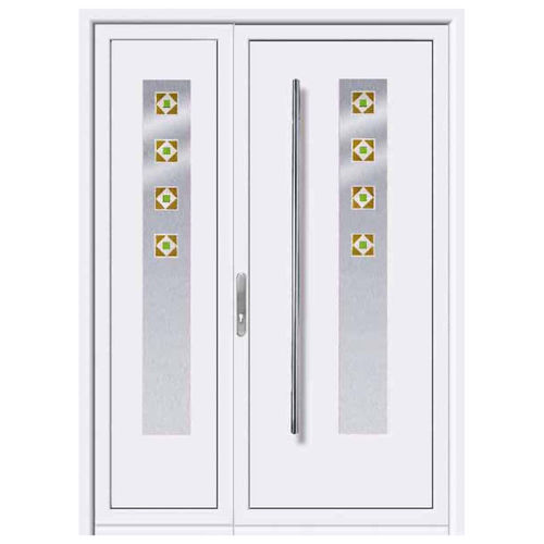 Entry door - ELEMENTS : OSMIO 1  - ALUPORTA - aluminum / swing / semi-glazed