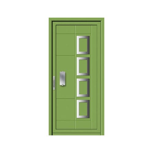 Entry door - HIERRO - ALUPORTA - aluminum / swing / semi-glazed