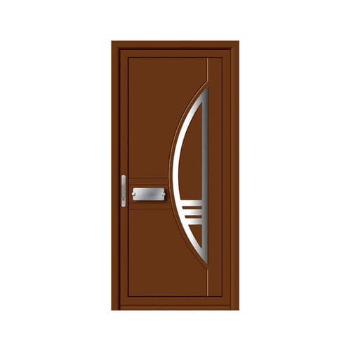 Entry door - RANURADOS : NIQUEL  - ALUPORTA - aluminum / swing / semi-glazed