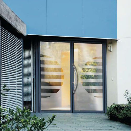 Entry door - MEGA - ALUPORTA - aluminum / swing / glazed