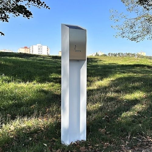 Pedestal ashtray - D.N.A. ASH - STREETPARK s.r.o. - galvanised steel / stainless steel / powder-coated steel