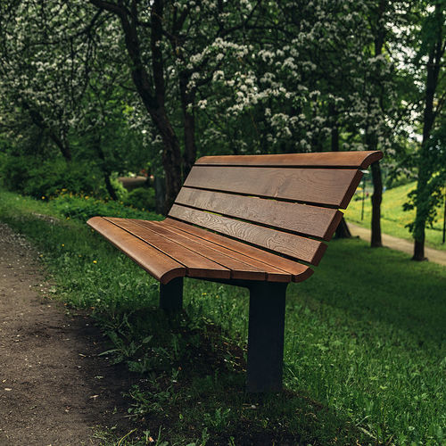 Contemporary public bench - NISHA - STREETPARK s.r.o. - solid wood / cast iron / with backrest