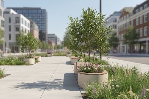 Galvanized iron public bench - FLORIA GRAND - STREETPARK s.r.o. - ultra high performance fiber-reinforced concrete (UHPC) / powder-coated steel / composite material