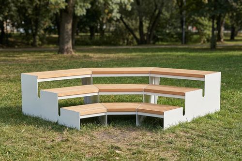 Contemporary public bench - AUDITO - STREETPARK s.r.o. - galvanised steel / powder-coated steel / stainless steel