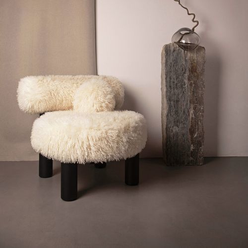 Contemporary fireside chair - Gropius CS2 - NOOM - fabric / wooden / handmade