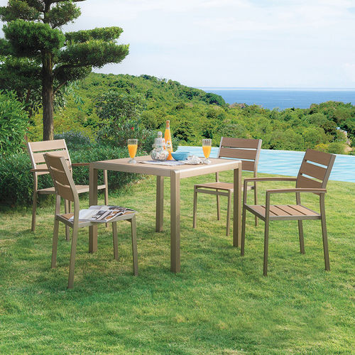Contemporary table - H-HM2203 - Howvin outdoor furtniture - aluminum / in WPC / aluminum base