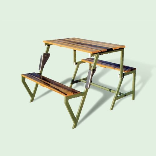 Contemporary picnic table - MULTIPURPOSE - PROVERA SRL - wooden / galvanised steel base / rectangular