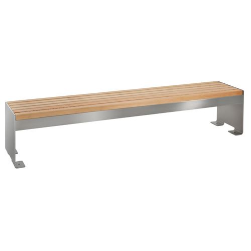 Contemporary public bench - 522OR-VALAE - Briefkasten Manufaktur Lippe GmbH - larch / stainless steel / without backrest
